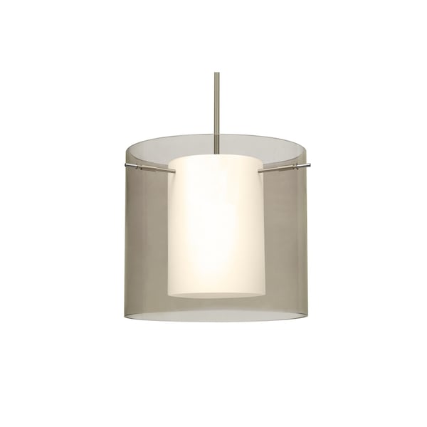 Besa Lighting Pahu 12 Stem Pendant, Trans. Smoke/Opal, Satin Nickel Finish, 1x100W Incandescent 1TT-S18407-SN - main